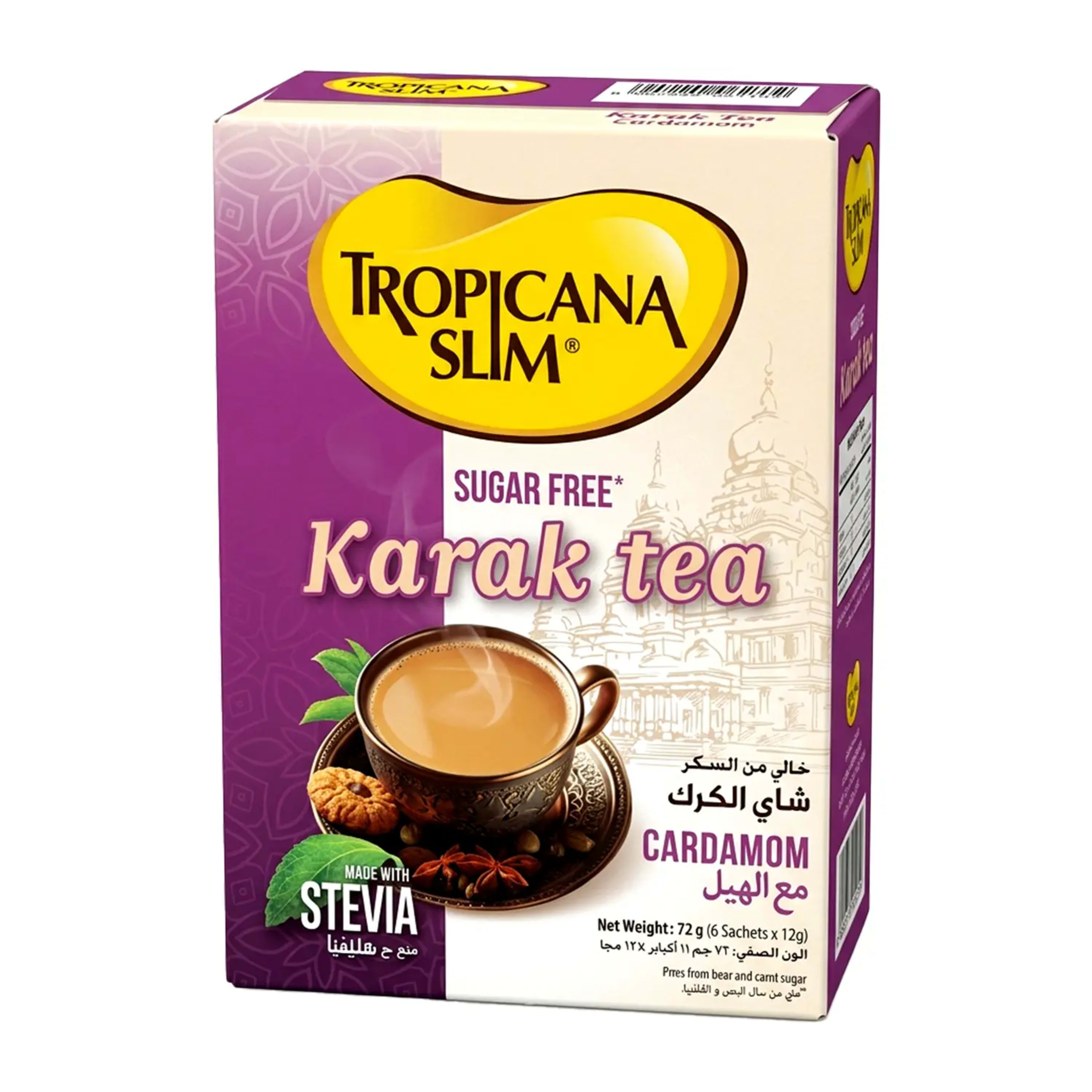 Tropicana Slim Sugar Free Karak Tea Cardamom 6s 72gm