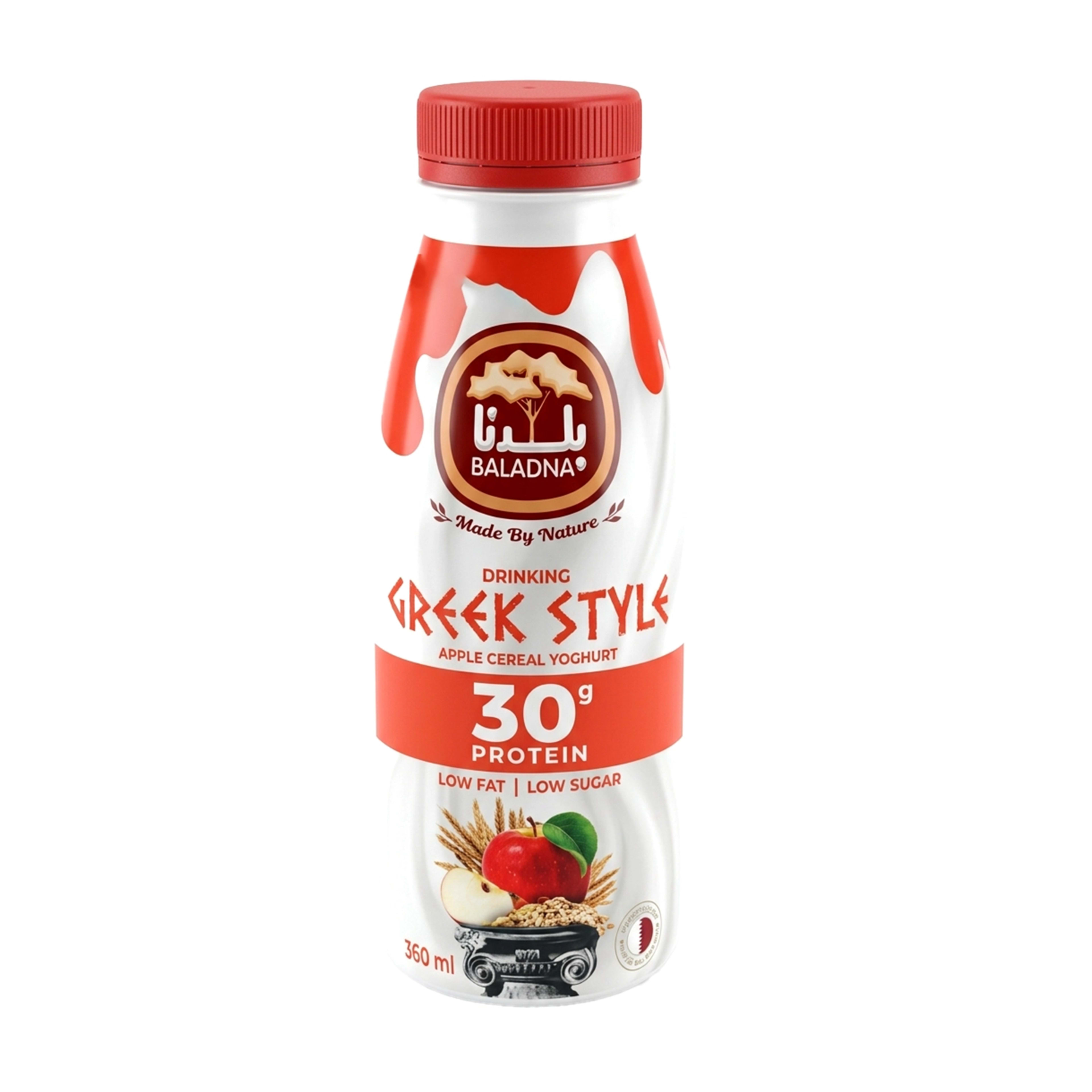 Baladna Greek Style Drinking Yoghurt Apple Cereal 360ml
