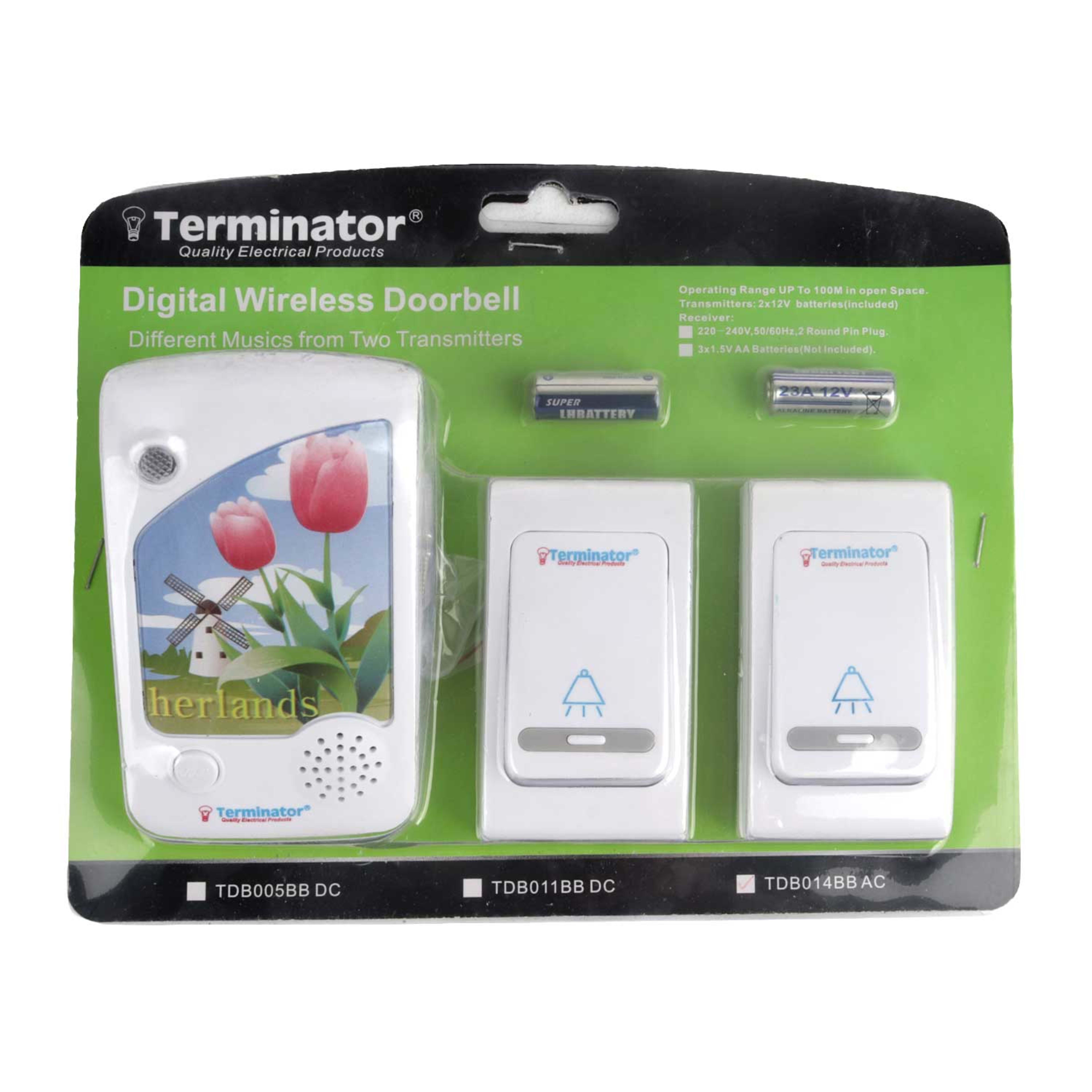 Terminator Wireless Digital Doorbell #tdb-014bb AC