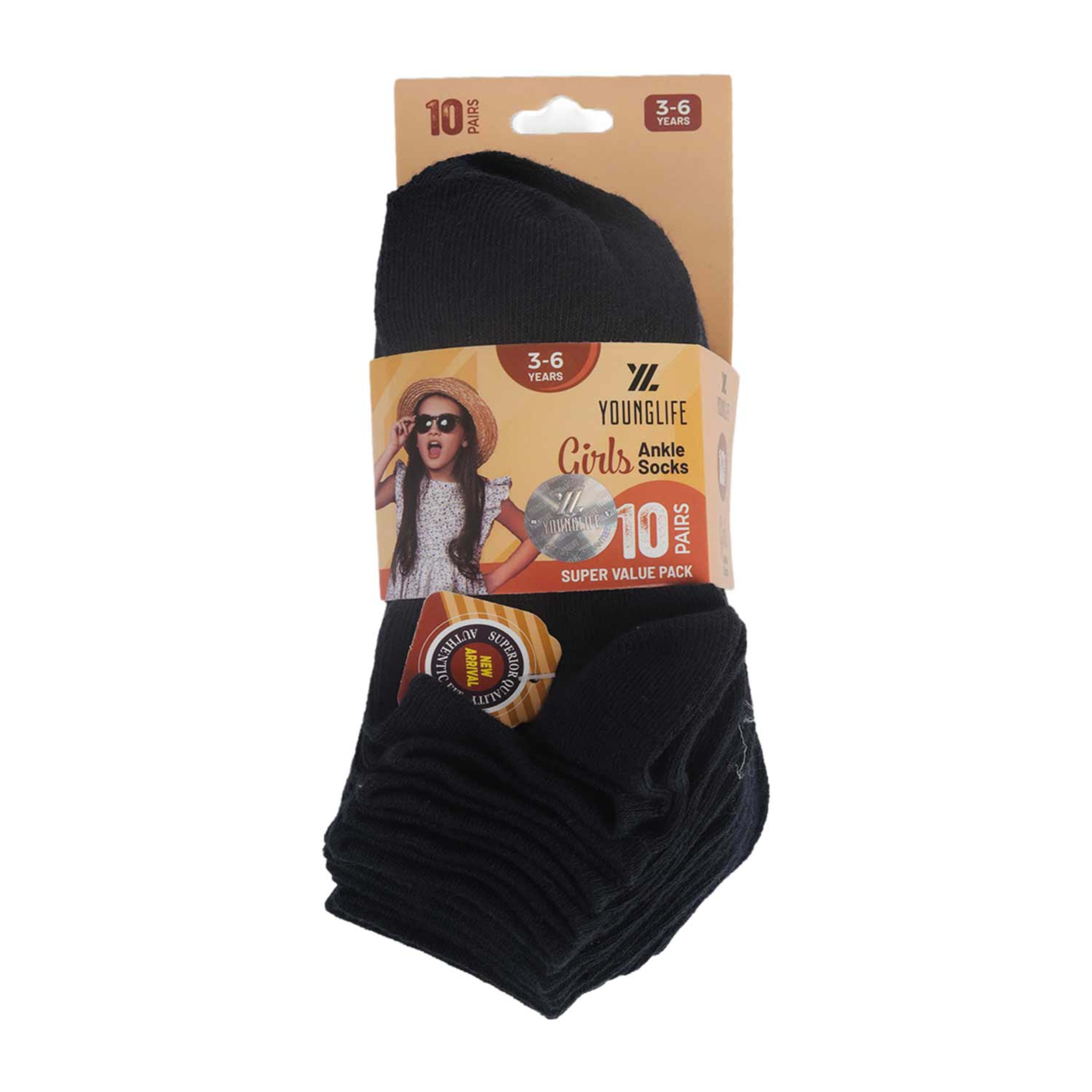 Younglife Childrens Ankle Socks 7-10yrs 10pair Ylcs6044b
