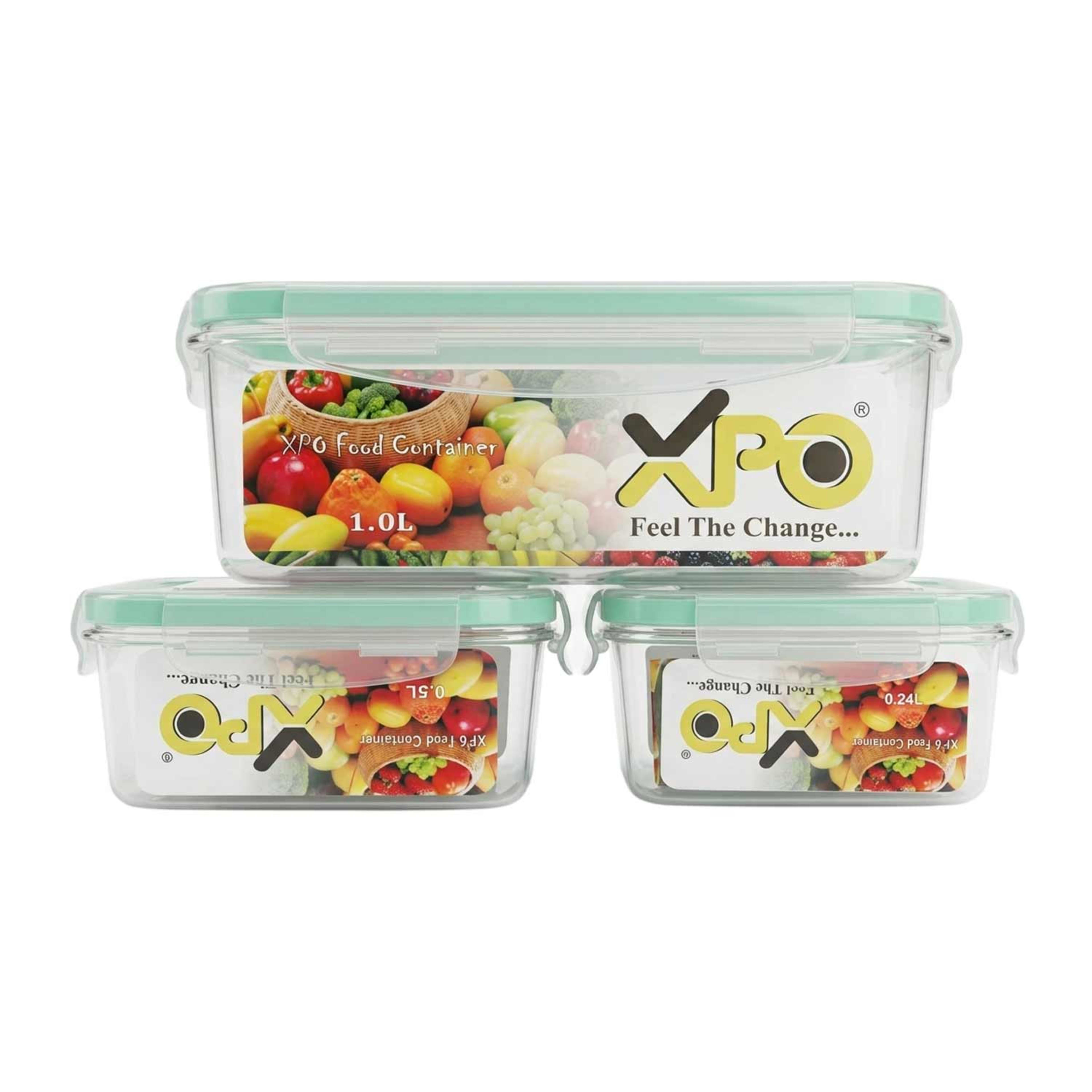 Xpo Click and Seal Food Container (1l+0.5l+0.24l) 3pcs Promo