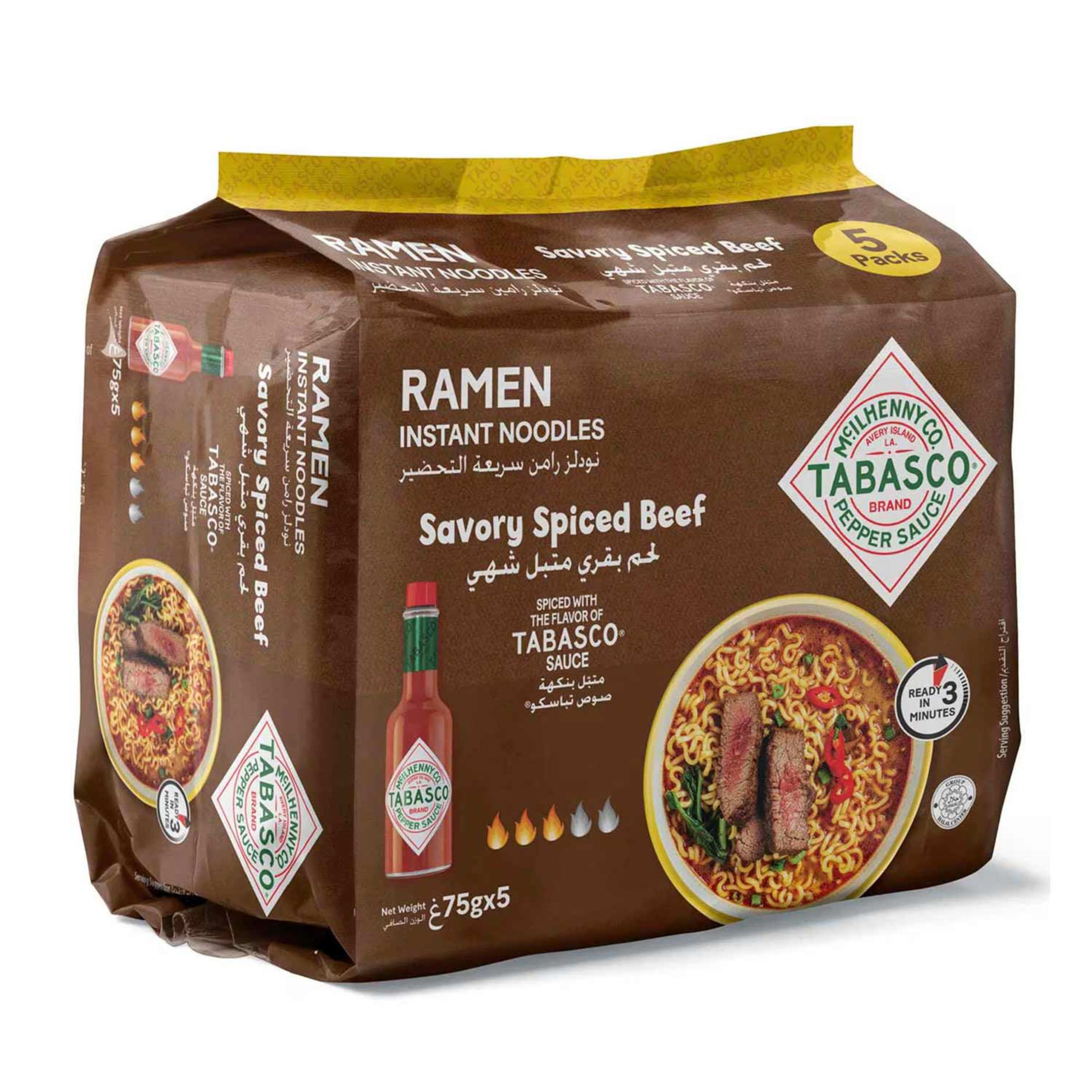 Tabasco Ramen Instant Noodles Savory Spiced Beef 75gm