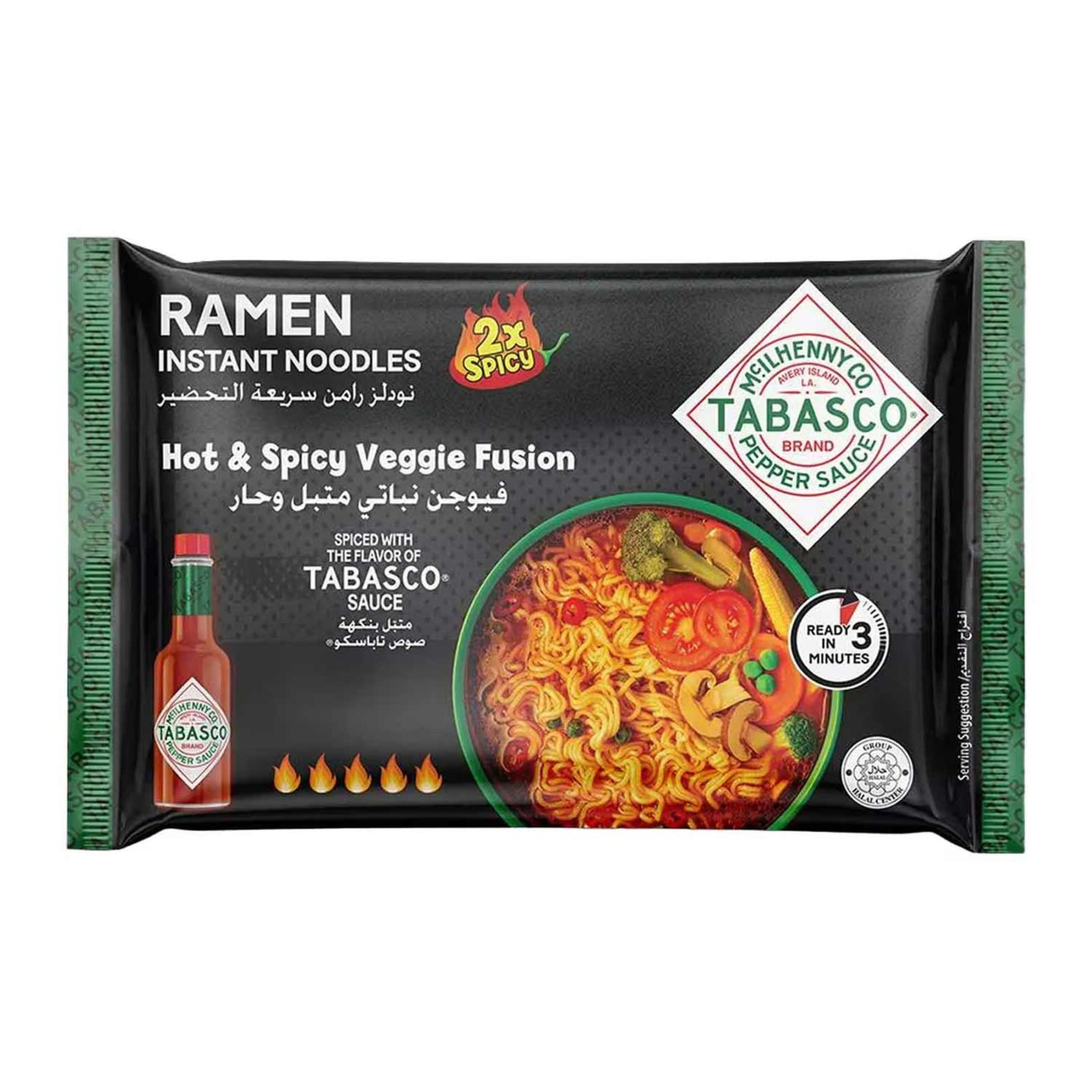 Tabasco Ramen Instant Noodles Hot & Spicy Veggie Fusion 75gm
