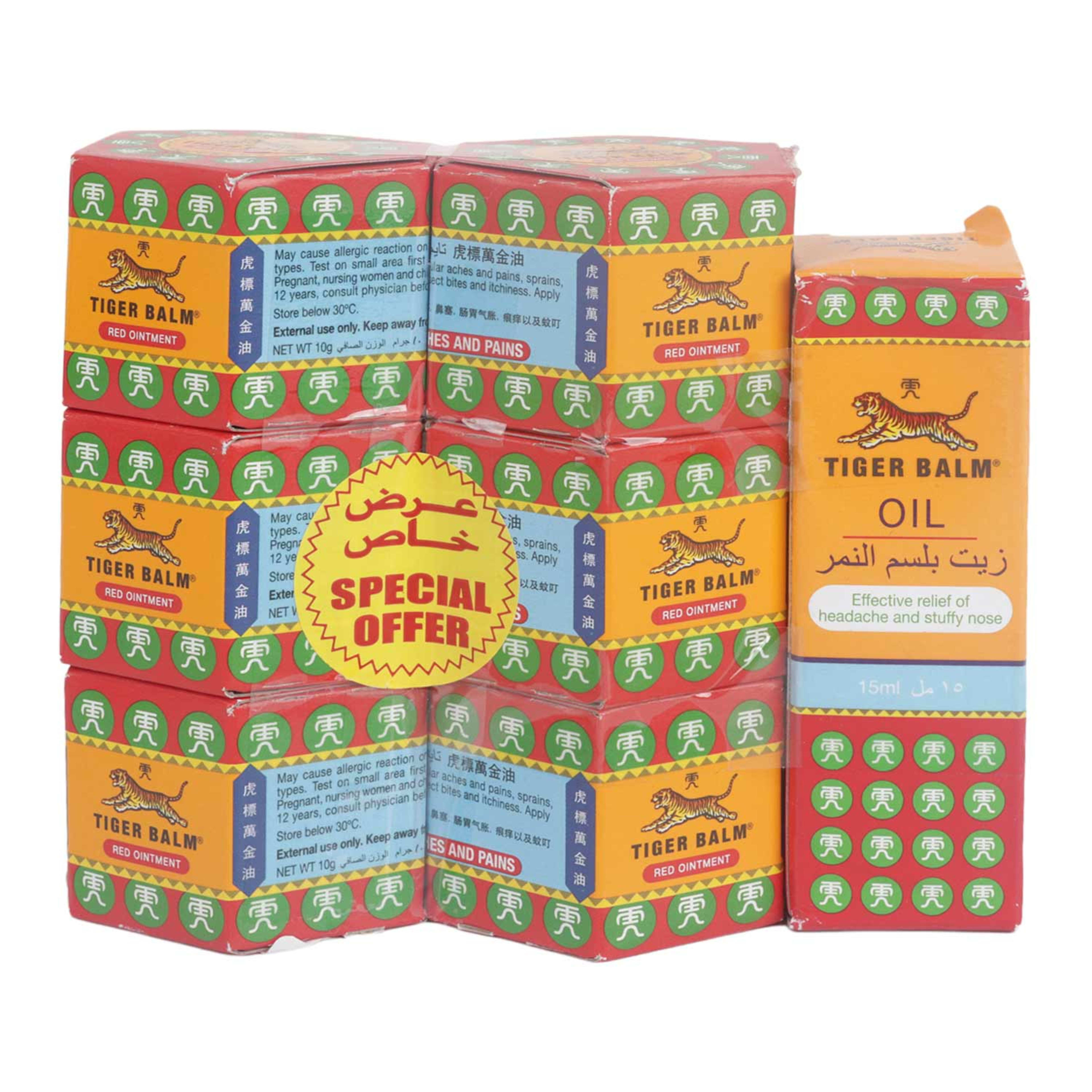 Tiger Balm Red 6x10gm+tiger Balm Oil 15ml