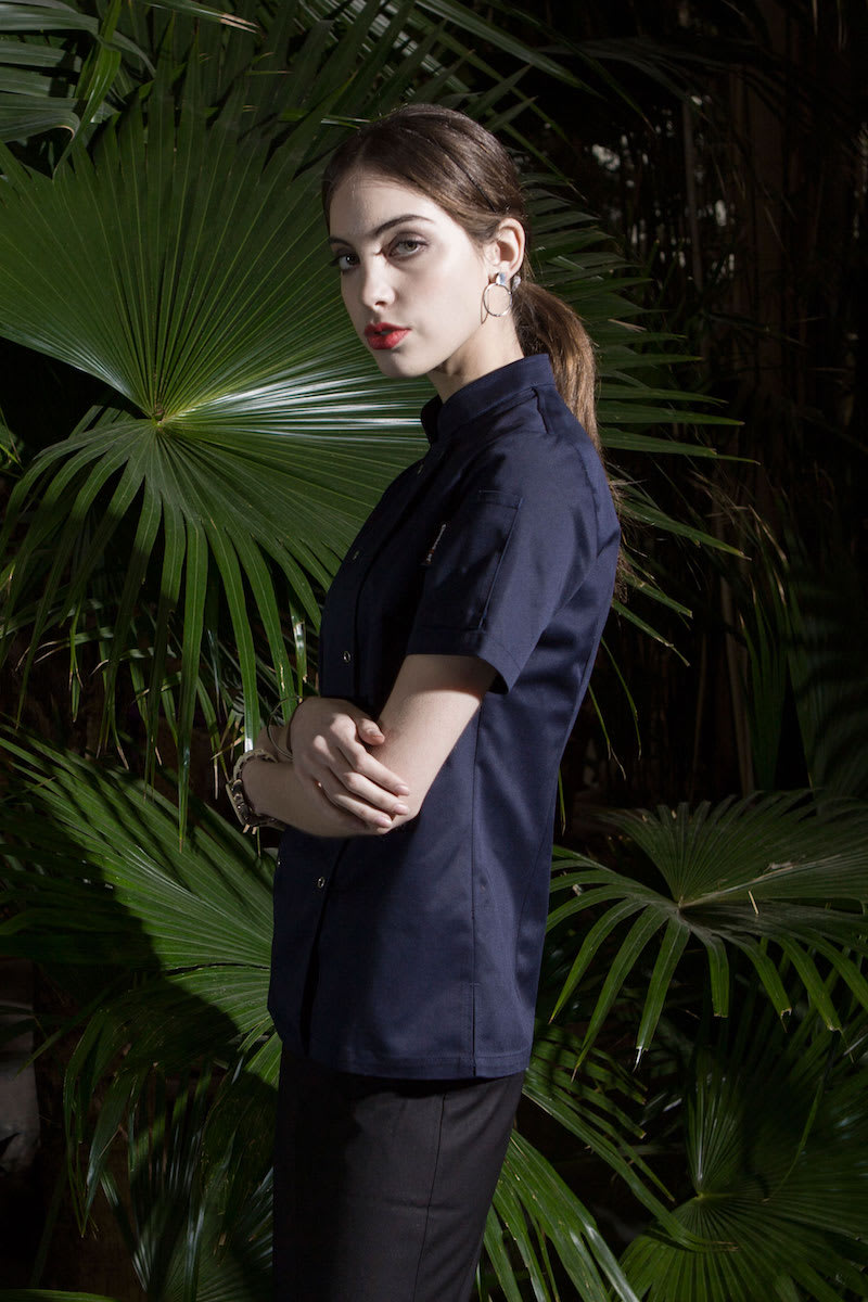 Women's Navy Blue Chef Coats (W104C/W104D) F&B Uniform