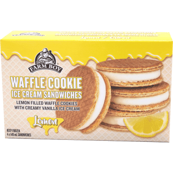 Farm Boy™ Lemon Waffle Cookie Ice Cream Sandwich (4 x 140 ml)