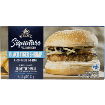 Farm Boy™ Black Tiger Shrimp Signature Frozen Burgers (4 x 128 g)