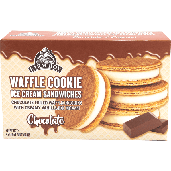 Farm Boy™ Chocolate Waffle Cookie Ice Cream Sandwich (4 x 140 ml)