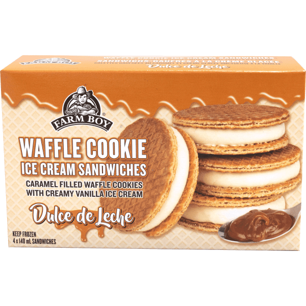 Farm Boy™ Dulce de Leche Waffle Cookie Ice Cream Sandwich (4 x 140 ml)