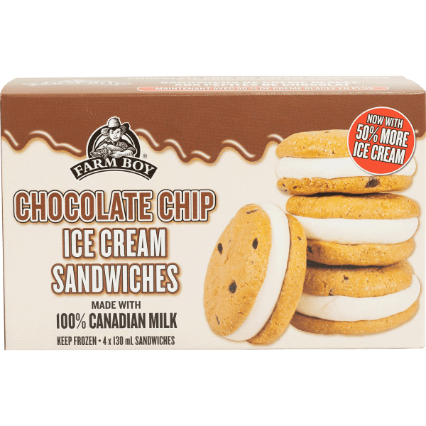 Farm Boy™ Chocolate Chip Ice Cream Sandwiches (4 x 130 ml)