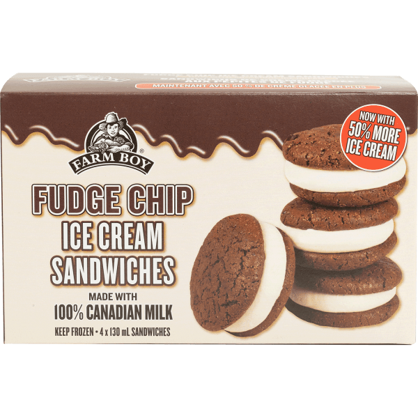 Farm Boy™ Fudge Chip Ice Cream Sandwiches (4 x 130 ml)