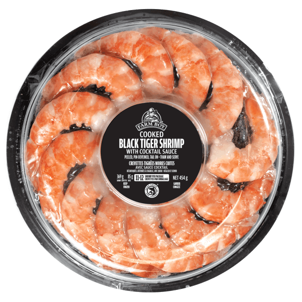 Farm Boy™ Cooked Black Tiger Shrimp Ring with Cocktail Sauce (454 g)