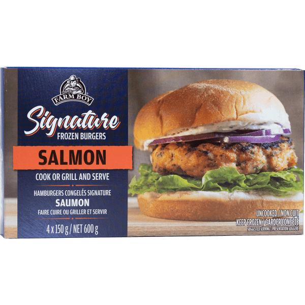 Farm Boy™ Salmon Signature Frozen Burgers (4 x 150 g) - Farm Boy