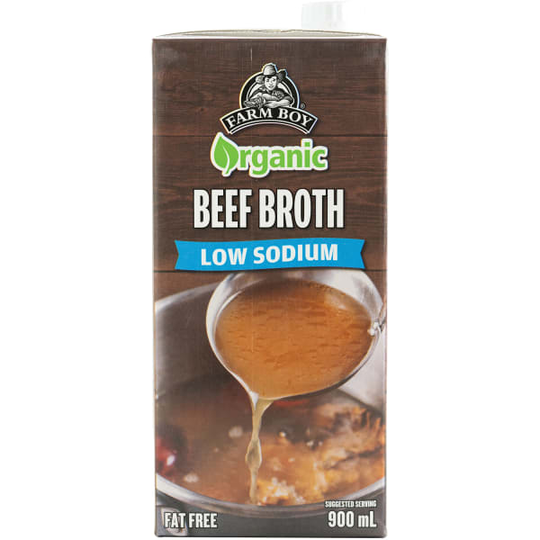 Farm Boy™ Organic Low Sodium Beef Broth (900 ml) | Farm Boy