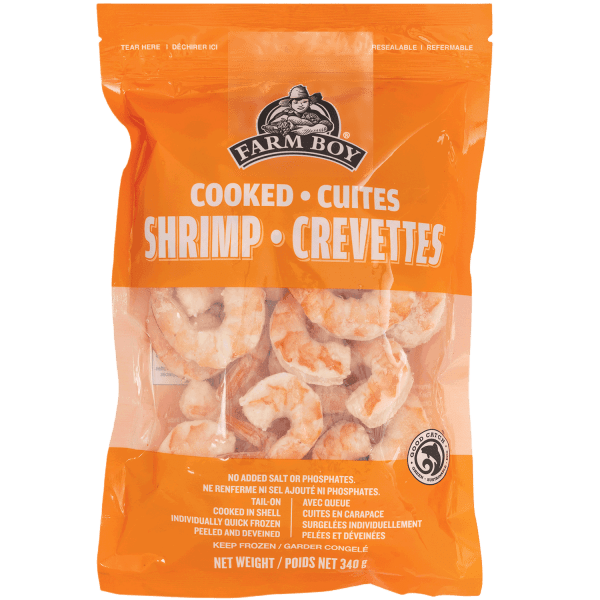 Farm Boy™ Cooked, Tail-On, Peeled & Deveined Shrimp (340 g, 31-40 per lb)