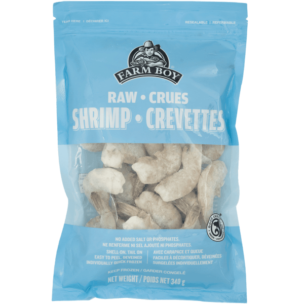 Farm Boy™ Raw, Tail-On, Easy Peel, Deveined Shrimp (340 g, 31-40 per lb)