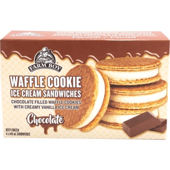 Farm Boy™ Chocolate Waffle Cookie Ice Cream Sandwiches (4 x 140 ml)