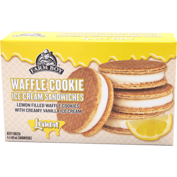 Farm Boy™ Lemon Waffle Cookie Ice Cream Sandwiches (4 x 140 ml)
