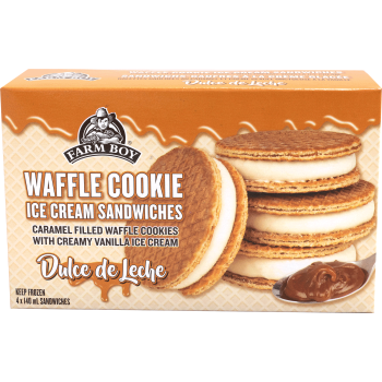 Farm Boy™ Dulce de Leche Waffle Cookie Ice Cream Sandwiches (4 x 140 ml)