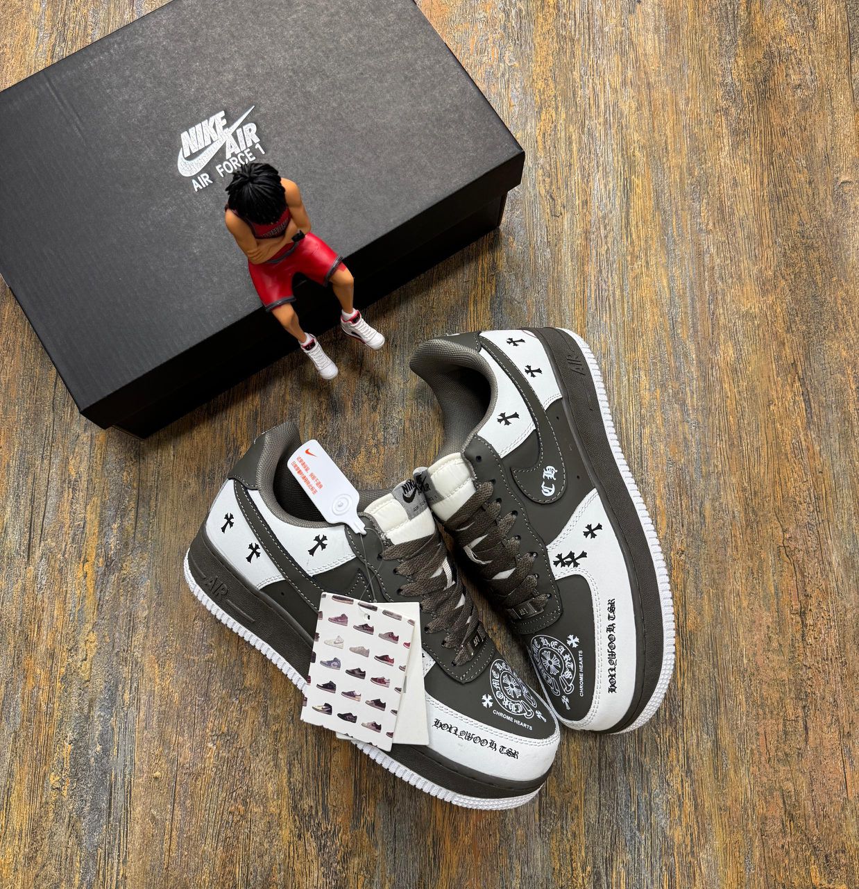 Custom Nike Air Force 1 “Chrome Heart” – Brown & White Symbiote-Inspired | Limited Edition