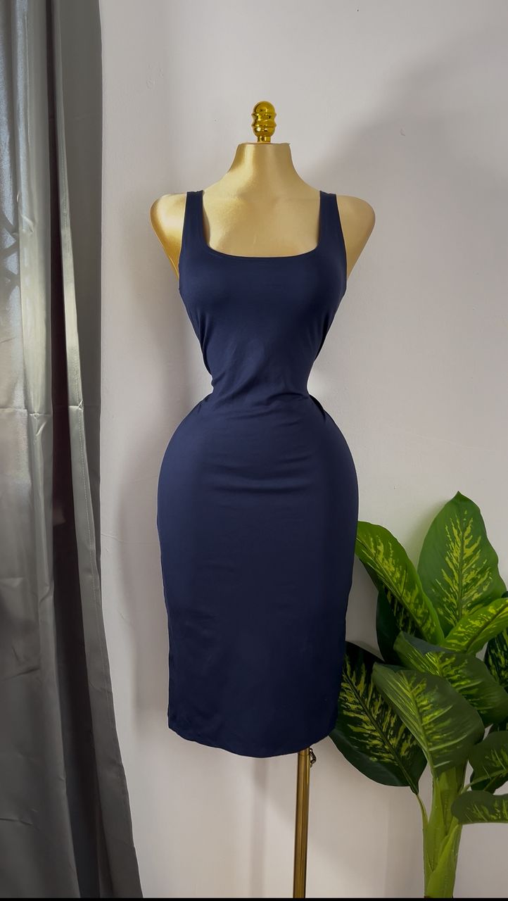 Elegant Navy Blue Bodycon Dress