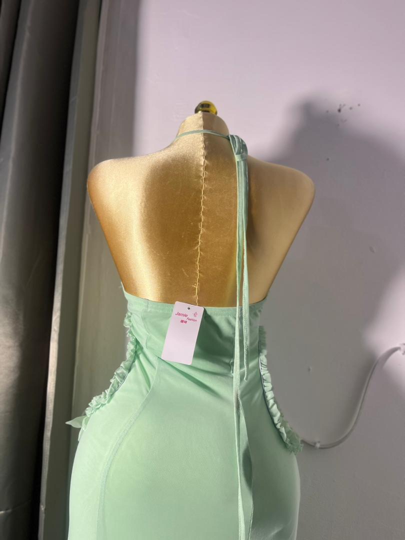 Elegant Mint Green Halter Maxi Dress 1