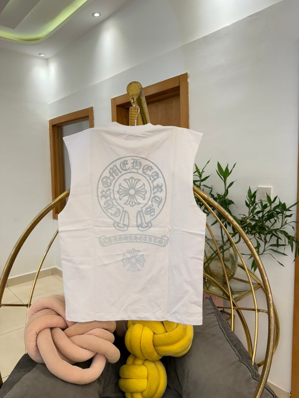 Black Sleeveless T-Shirt with White Logo 1