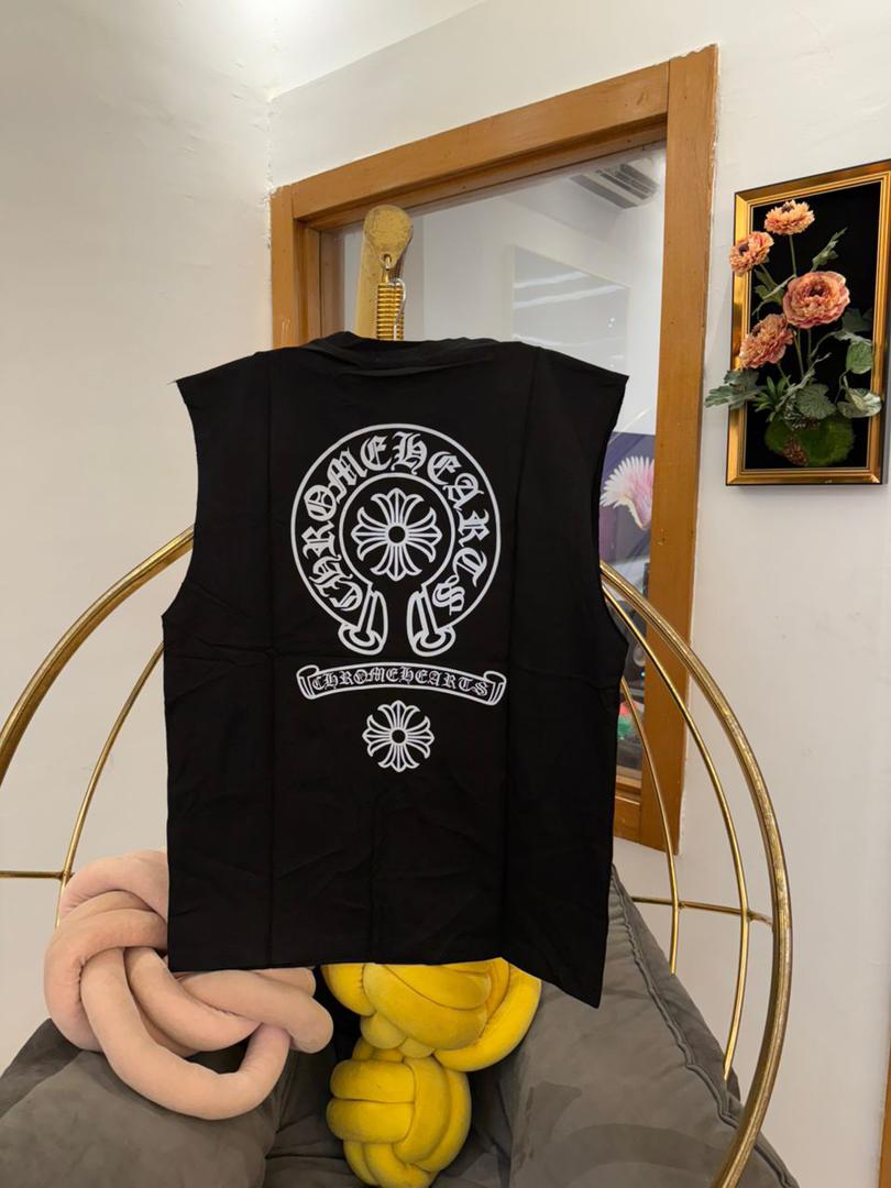 Black Sleeveless T-Shirt with White Logo 3