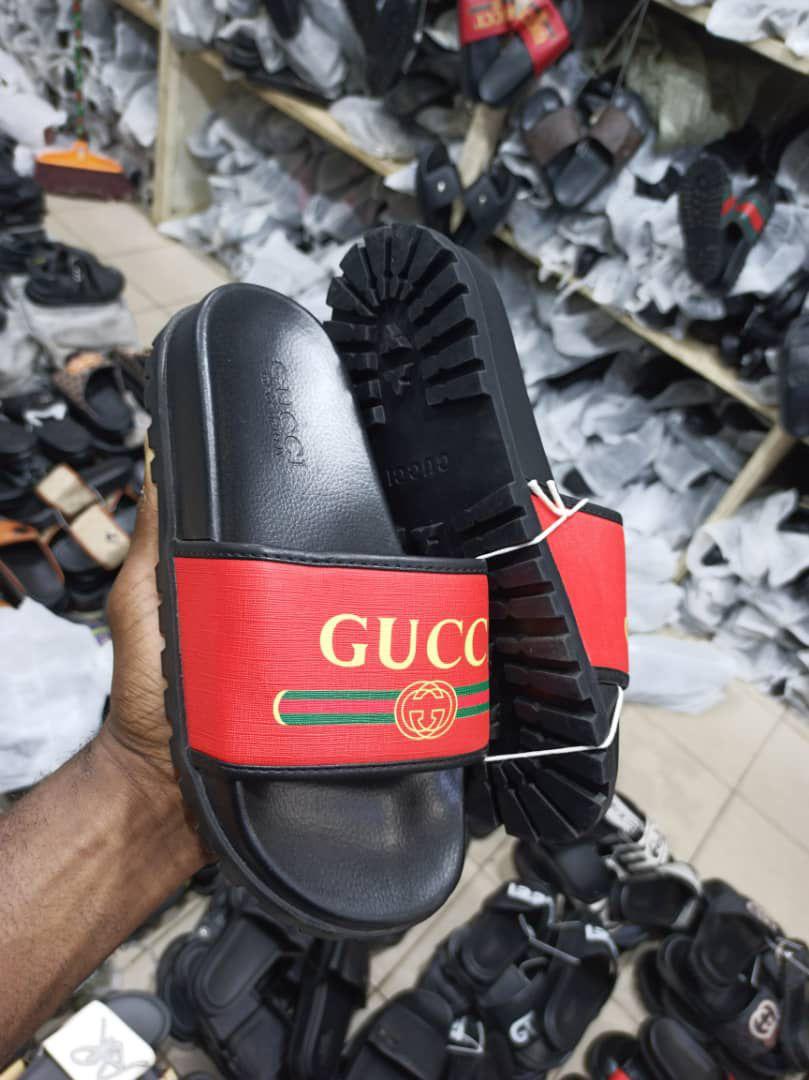 Luxury Designer Flip-Flops with Embossed GUCCI Logo