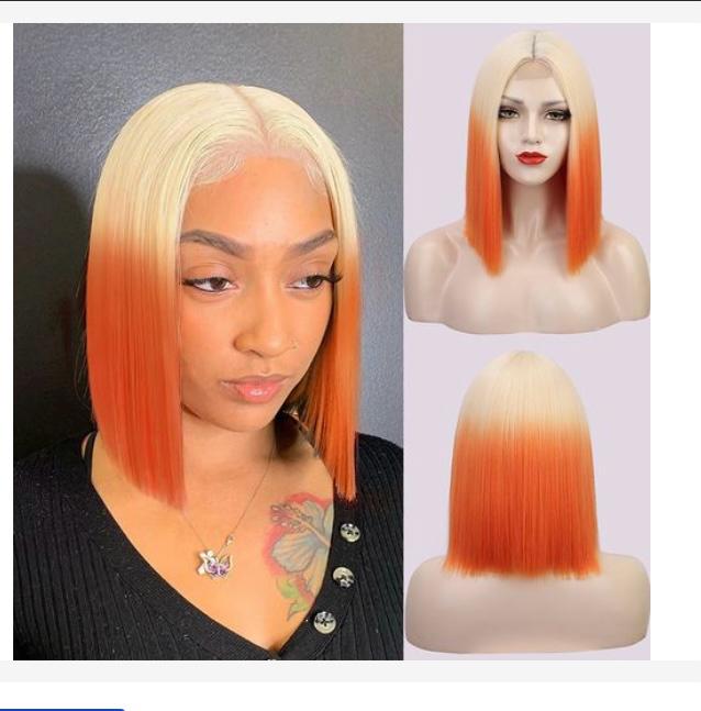 Ombre Blonde to Orange Bob Wig – Straight, Sleek, and Versatile