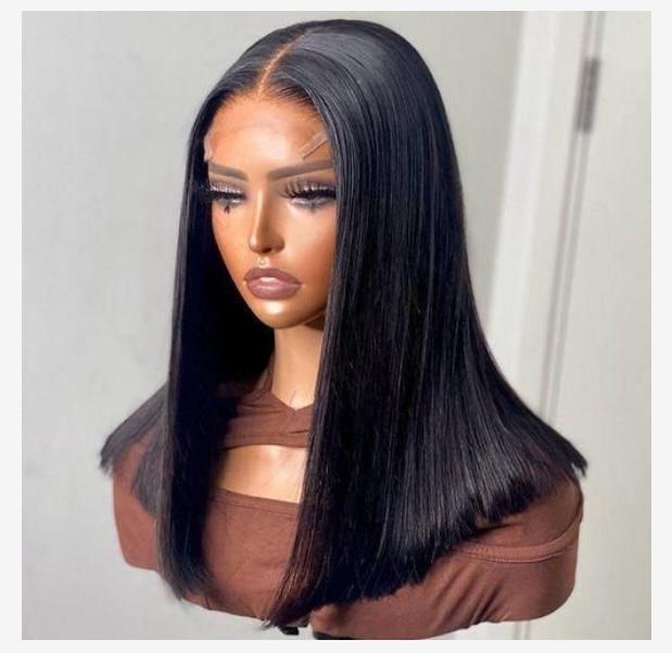 Sleek Long Black Straight Wig with Natural Part