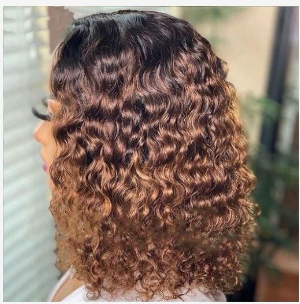 Beautiful Ombre Curly Wig - Rich Brown to Blonde