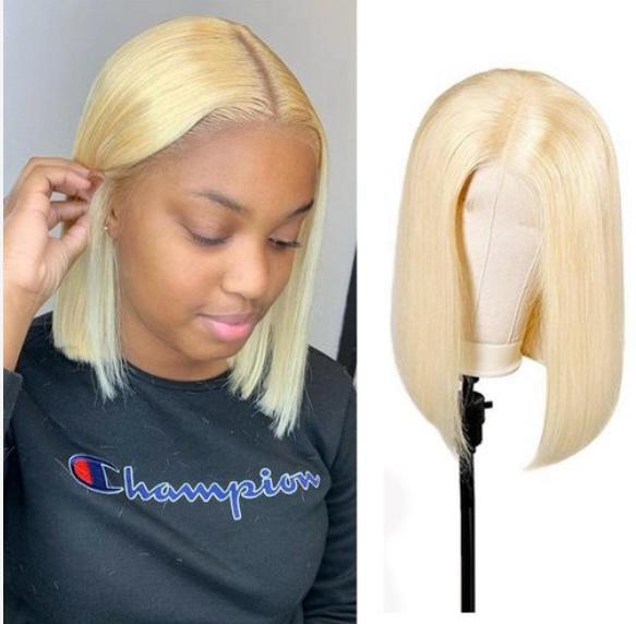Light blonde wig with middle parts and Extended Bangs 