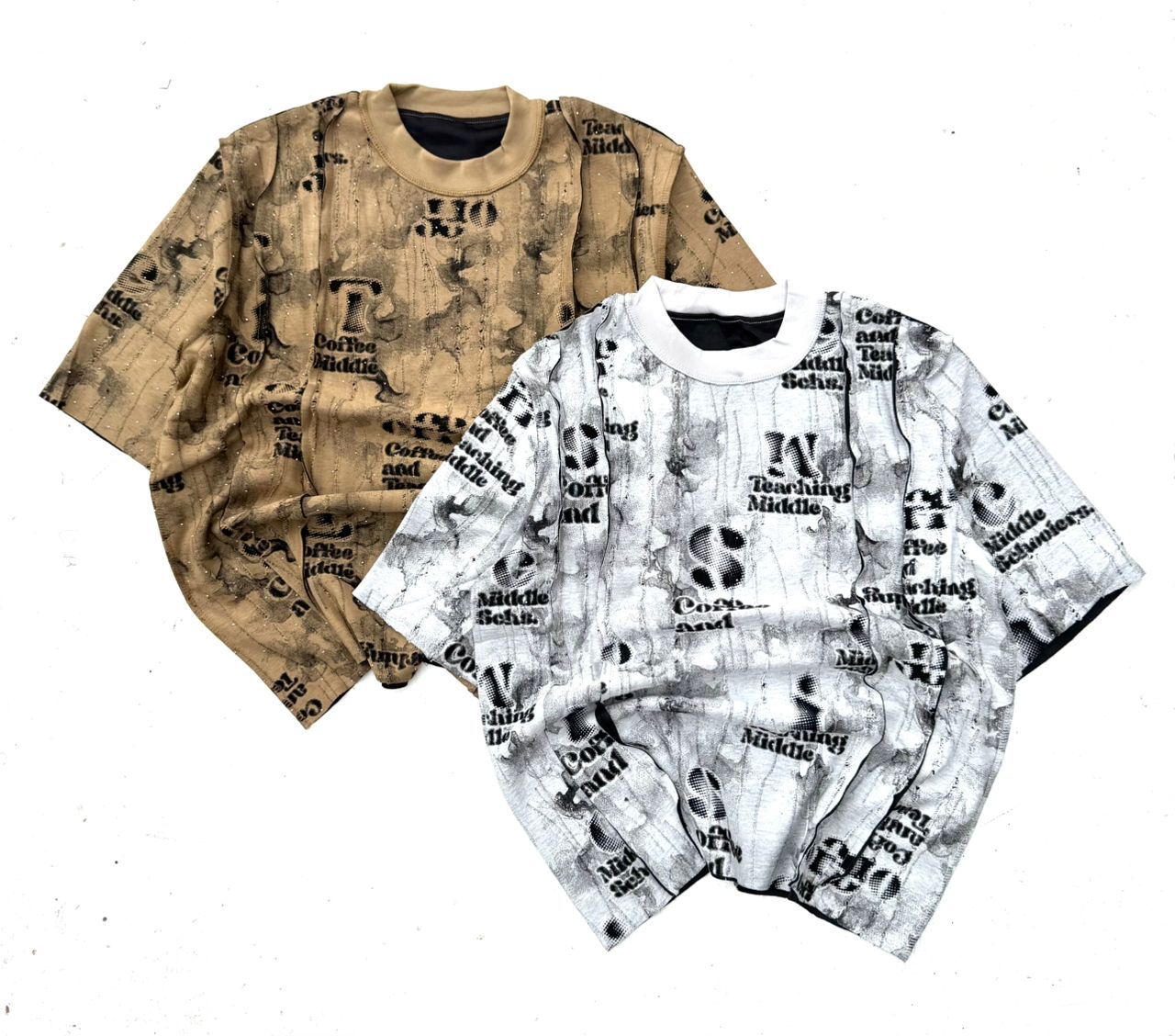 Urban Streetwear Tie-Dye T-Shirts with Bold Text Prints