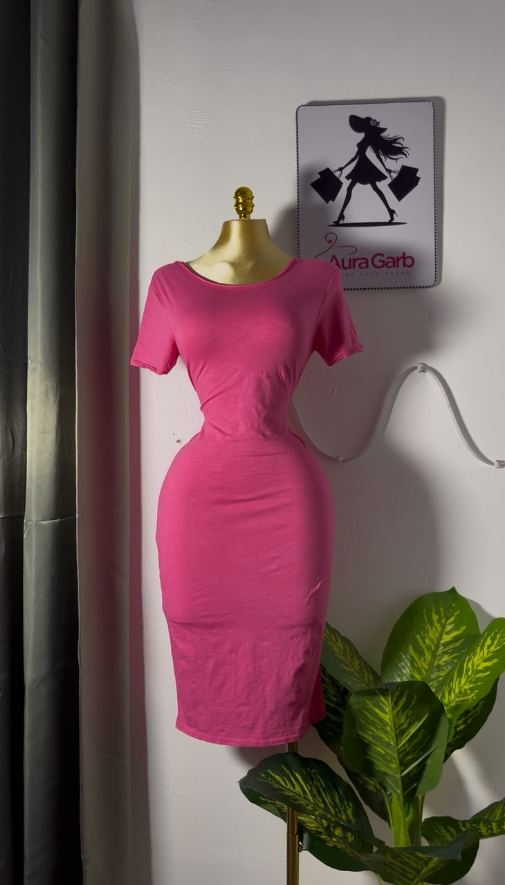 Pink Bodycon Dress - Long