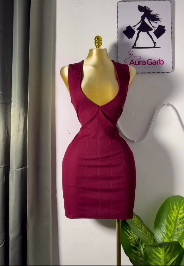 Stylish Burgundy Sleeveless Bodycon Dress