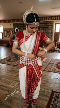 Odissi Classical Dance Jewellery Set – Traditional Silver Bridal Temple Accessories