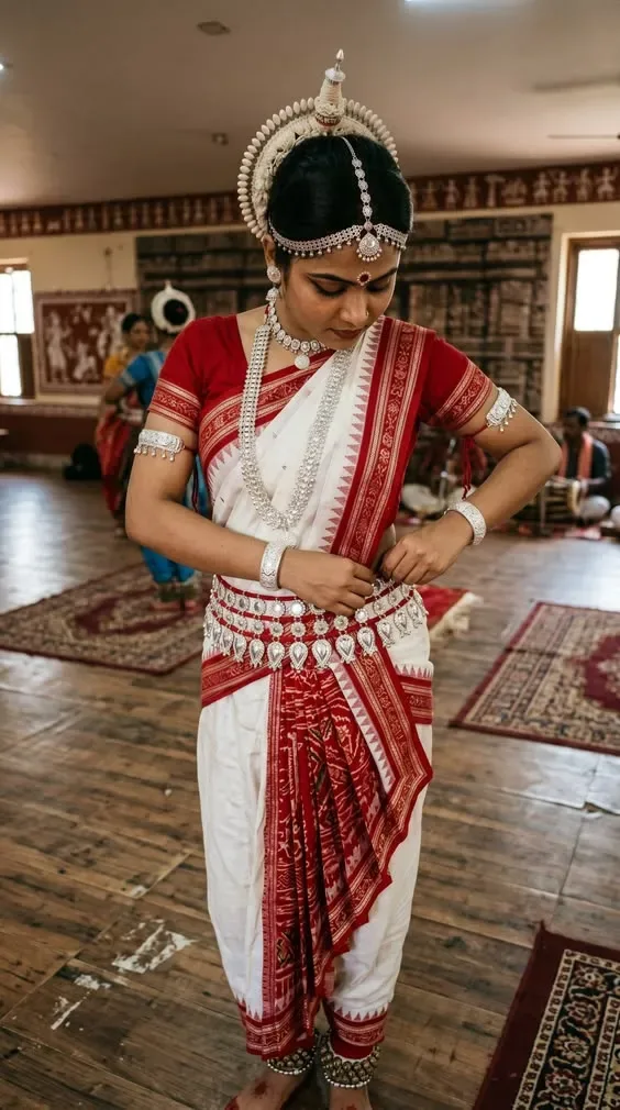 Odissi Classical Dance Jewellery Set – Traditional Silver Bridal Temple Accessories