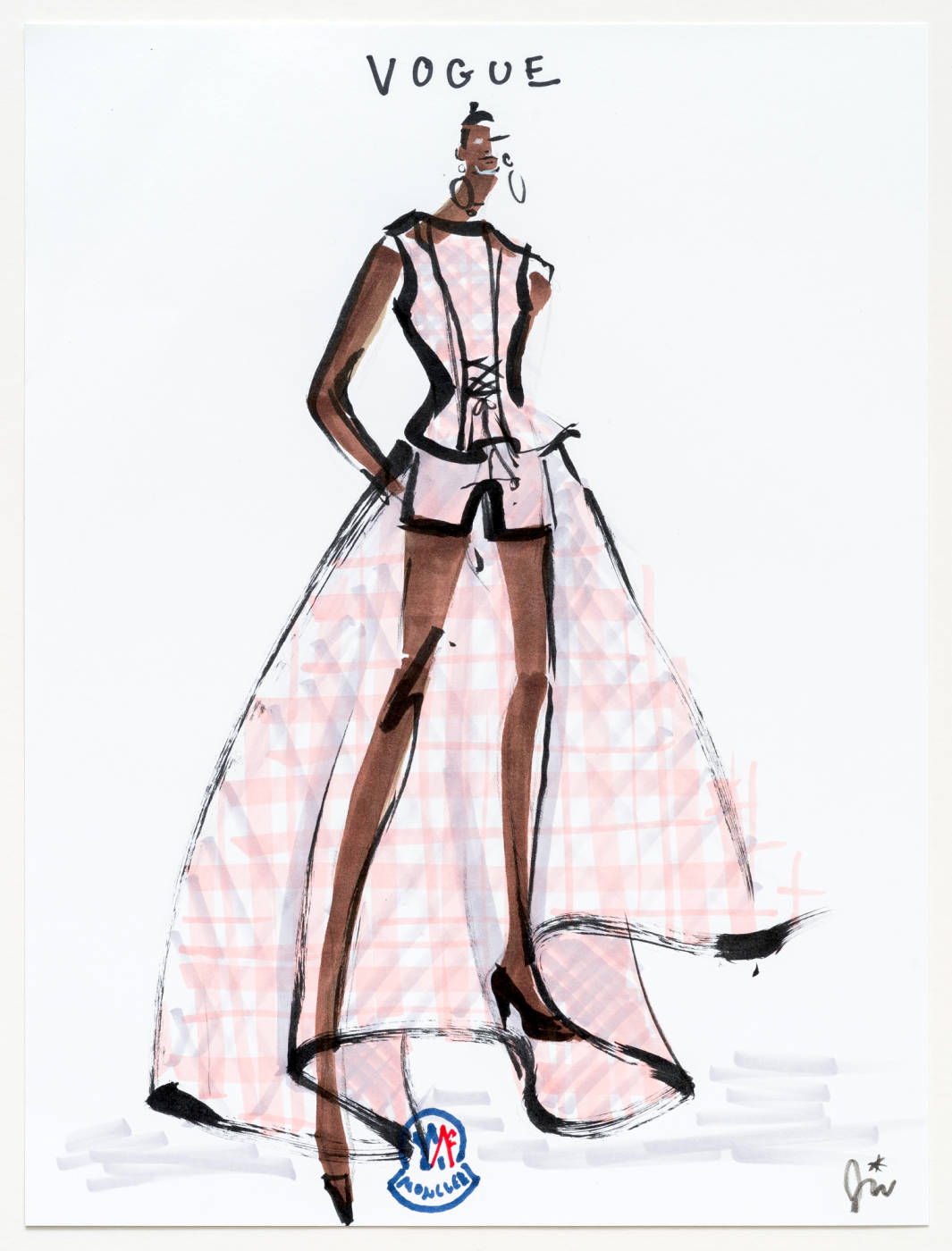 Pink Dress Marker Sketch