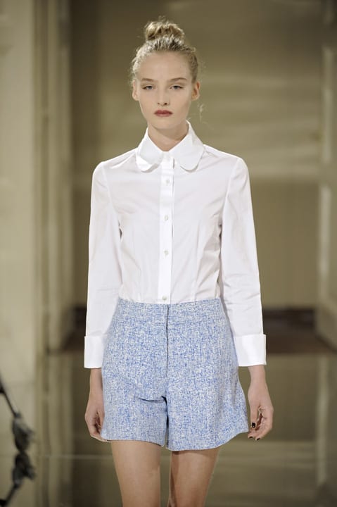 White Popeline Shirt and Blue Tweed Dancing Shorts