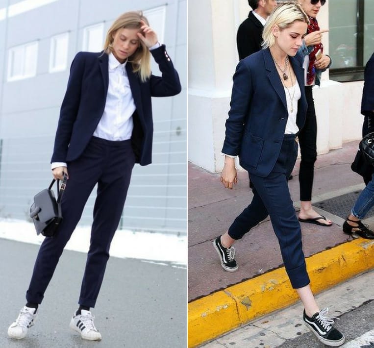 womens suit with sneakers