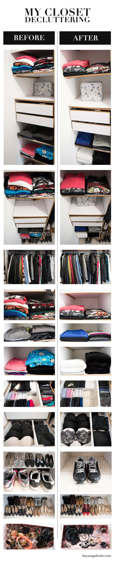 Closet Decluttering before and after