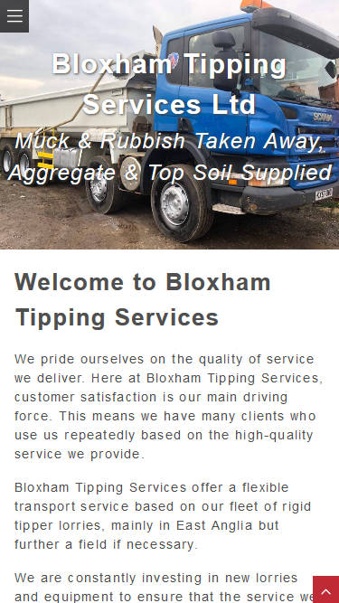 Representation of Bloxham Tipping Services website on a mobile phone.