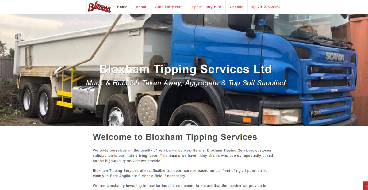Representation of Bloxham Tipping Services website on a desktop computer.