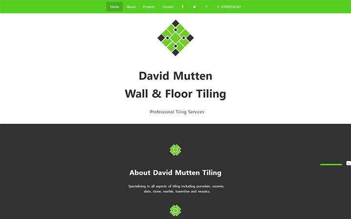 Representation of David Mutten Tiling website on a desktop computer.