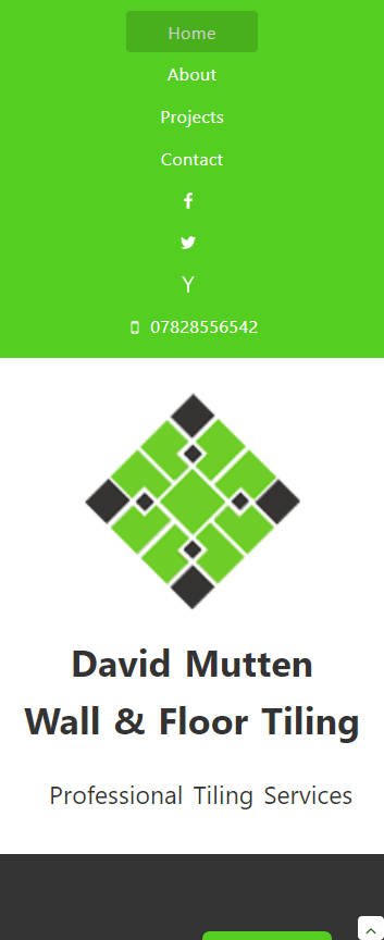Representation of David Mutten Tiling website on a mobile phone.