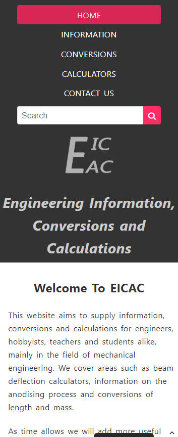 Representation of EICAC website on a mobile phone.