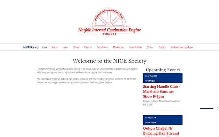 Representation of Nice Society website on a desktop computer.