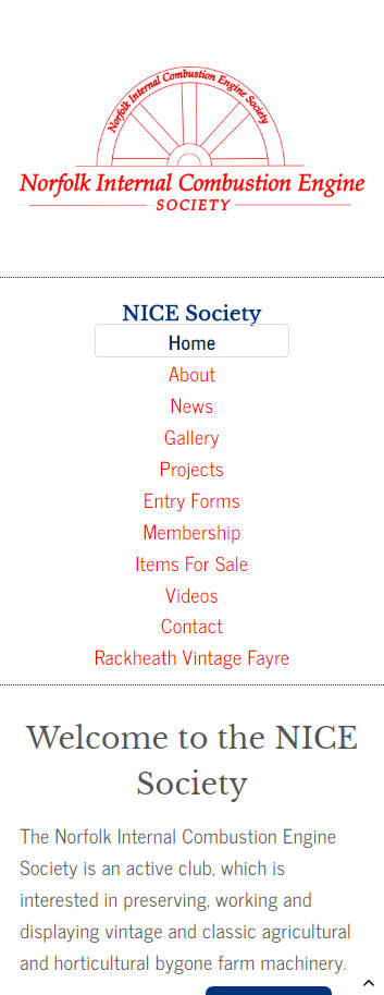Representation of Nice Society website on a mobile phone.