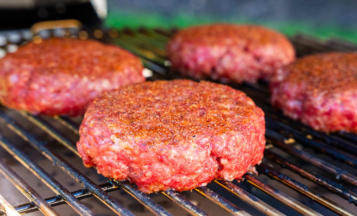 Smoke the hamburgers at 225°F